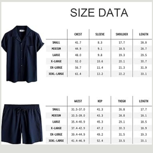 Men's Casual 2 Piece Outfits Short Sleeve Button Down Summer Set - Picture 7 of 7